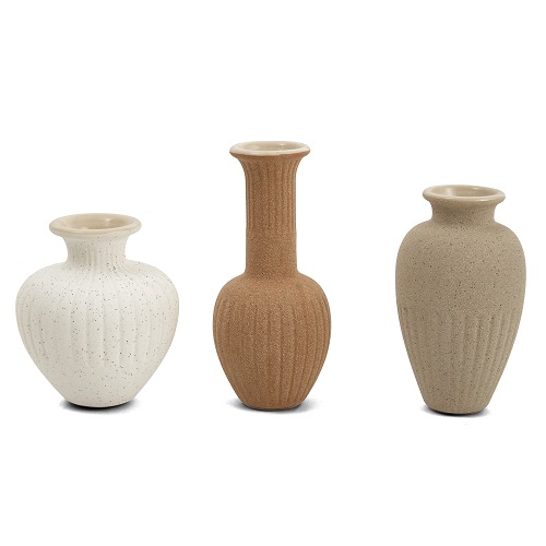TRIO MINI VASO EM CERAMICA COLIRIDO  18X12X27CM-VASOS E CACHEPOTS