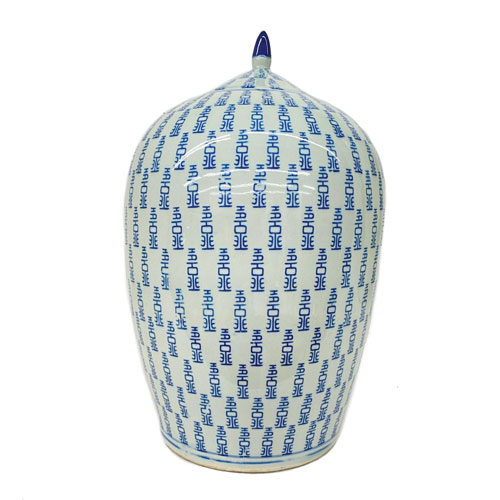 VASO DECORATIVO DE CERAMICA AZUL-ESTILO CHINES-BALI-VASOS E CACHEPOTS