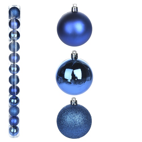 BOLA NATAL EM TUBO MISTA C/12 UND (AZUL) 6X6X72CM-NATAL