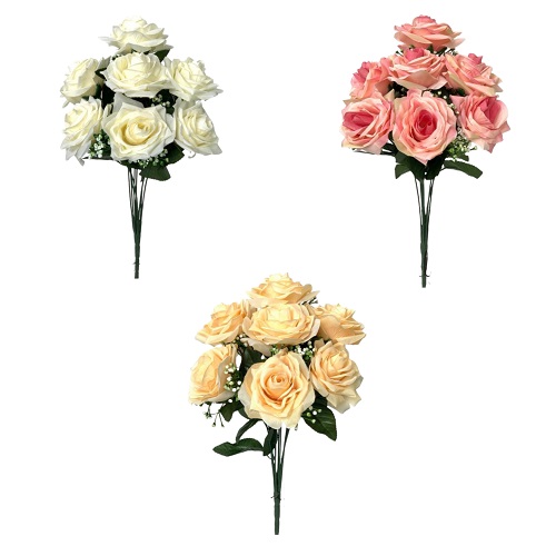 BUQUE DE ROSA X9 45CM FLORES