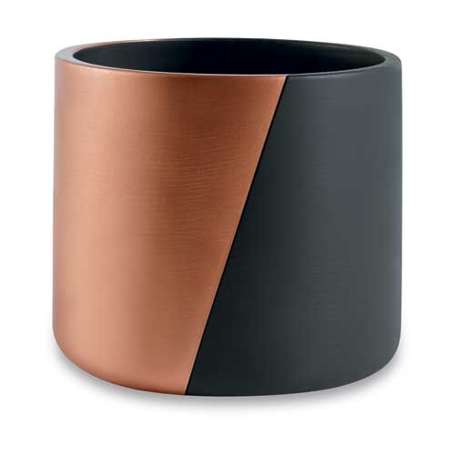 CACHEPOT PRETO E COBRE EM CIMENTO 9 X 10,5 CM-VASOS