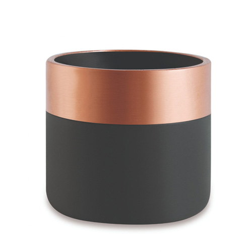 CACHEPOT PRETO E COBRE EM CIMENTO 9 X 10,5 CM (AXD)-VASOS